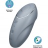Вибромассажер SATISFYER TAP & CLIMAX 1, силикон, серо-голубой, 11 см 4046020